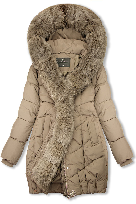 Hnědá zimní bunda s kožešinou