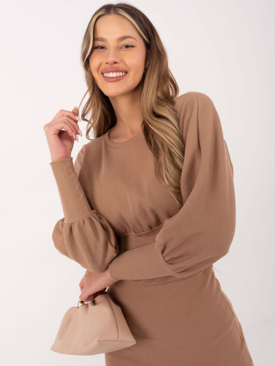 Béžové pruhované šaty RUE PARIS