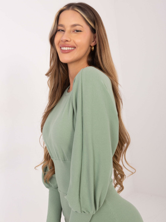 Pistáciové pruhované šaty Leticia