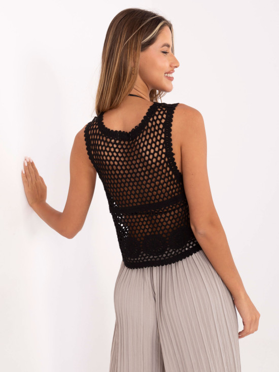Ažurový dámský černý top
