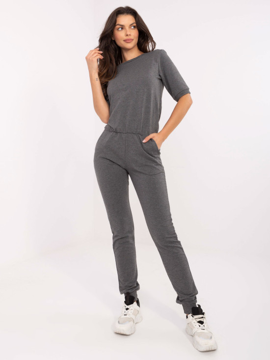 Tmavě šedý melírovaný dámský overal