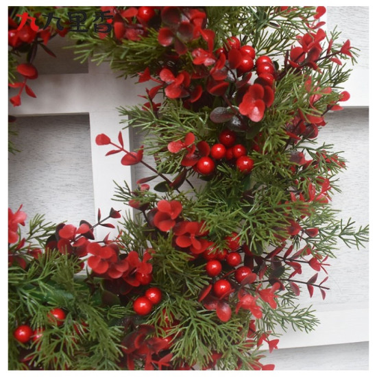 Vánoční věnec na dveře, červená/zelená, 45 cm