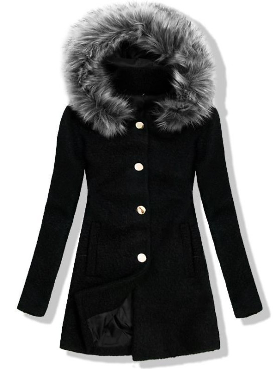 Vlněný podzimní kabát 1950 černá/šedá