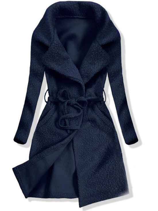Tmavě modrý jarní kabát na zavazování