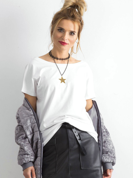 Bílé dámské tričko s výstřihem na zádech Fire