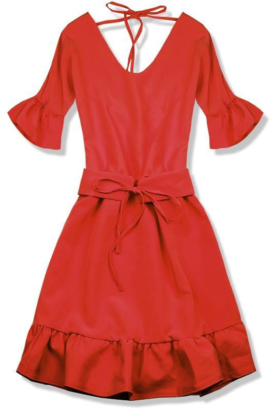 Červené šaty s výstřihem na zádech