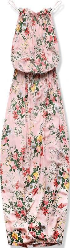 Pudrové maxi šaty v BOHO stylu