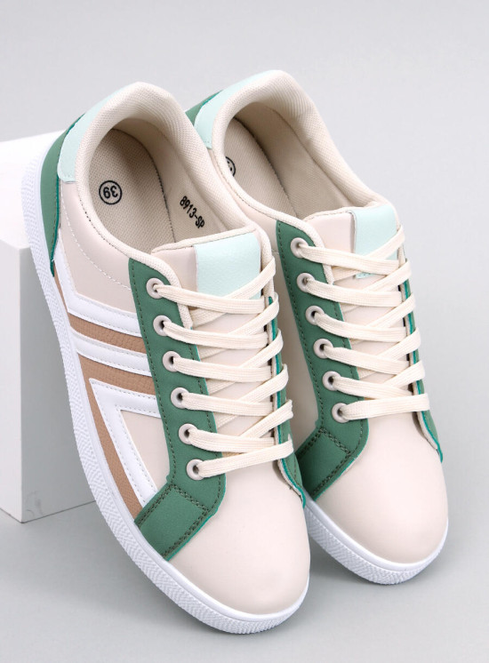 Tenisky na šněrování béžová-zelená