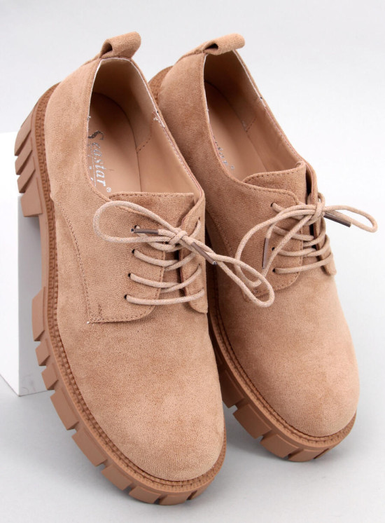 Šněrovací mokasíny na platformě béžové