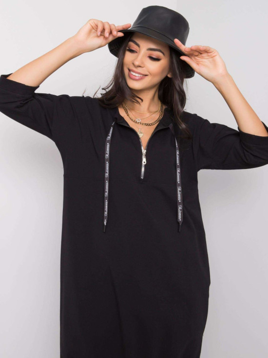 Černé bavlněné šaty se zipem