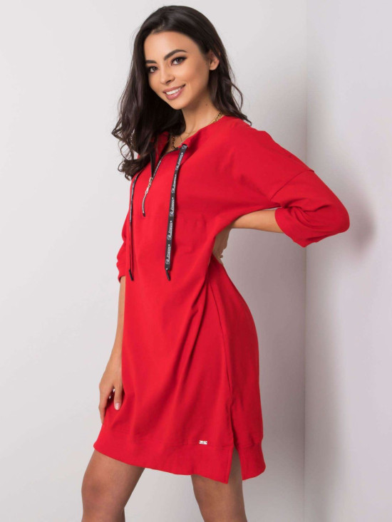 Červené bavlněné šaty se zipem
