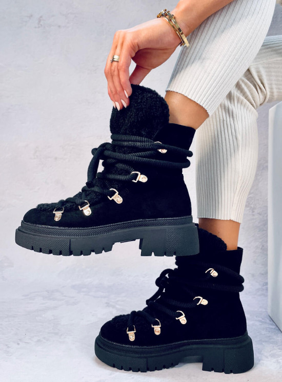 Černé sněhule s kožešinou