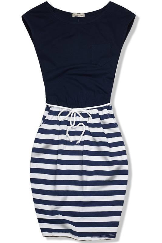 Tmavě modré šaty v námořnickém stylu