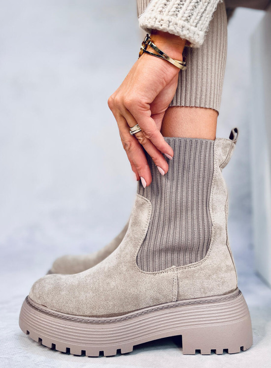 Šedé kozačky s elastickou manžetou