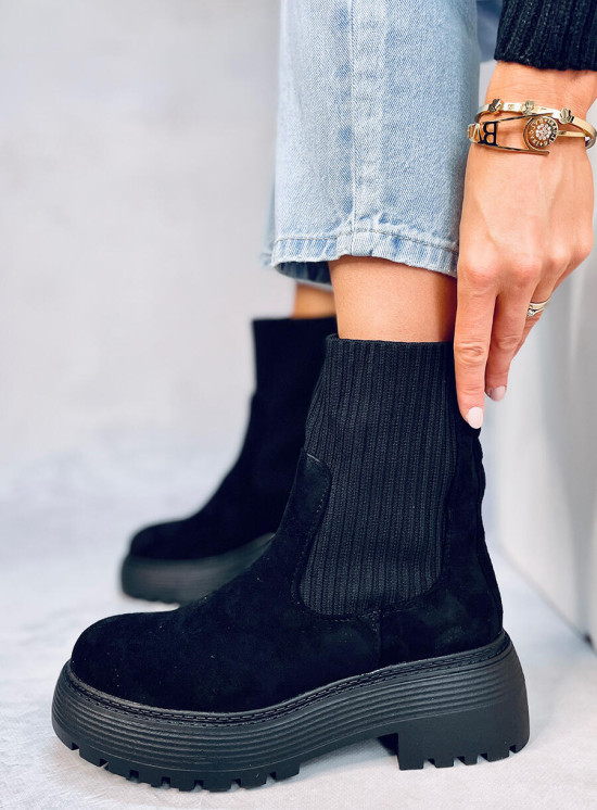 Černé kozačky s elastickou manžetou