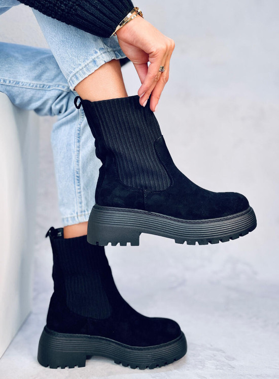 Černé kozačky s elastickou manžetou