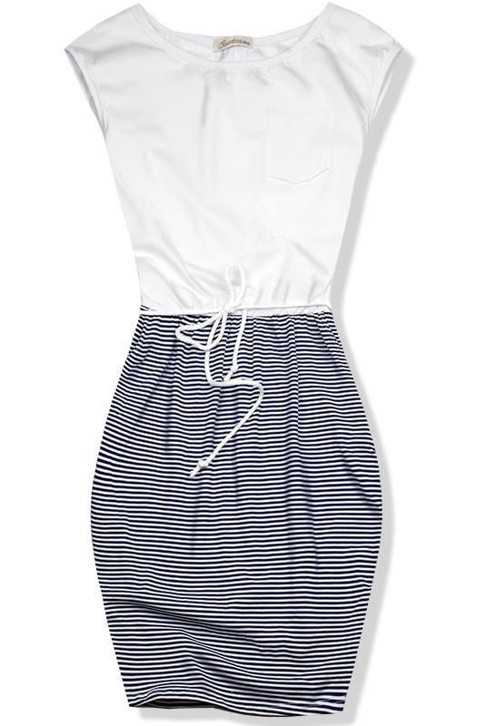 Bílo-modré šaty v námořnickém stylu
