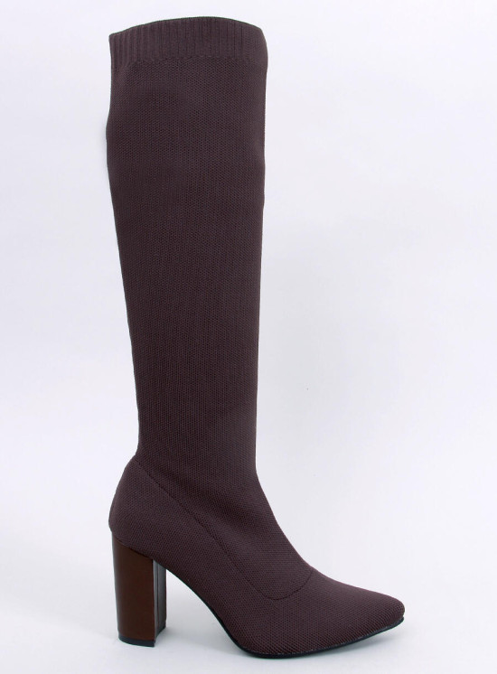 Hnědé dámské kozačky s elastickým svrškem