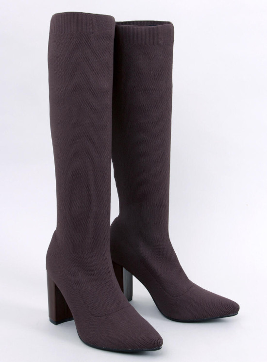 Hnědé dámské kozačky s elastickým svrškem