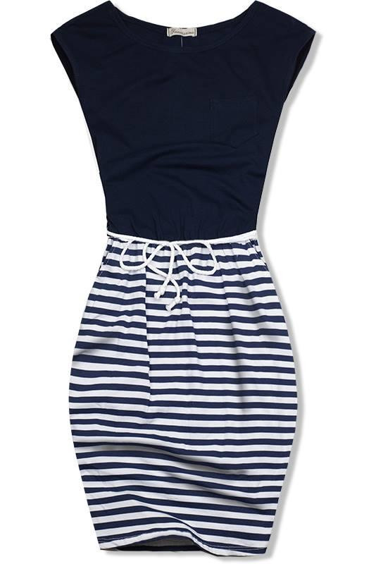 Tmavě modré šaty v námořnickém stylu