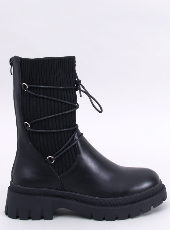 Dámské kozačky s elastickým svrškem černé