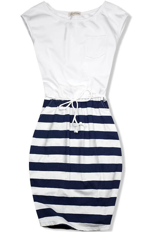 Bílo-modré šaty v námořnickém stylu