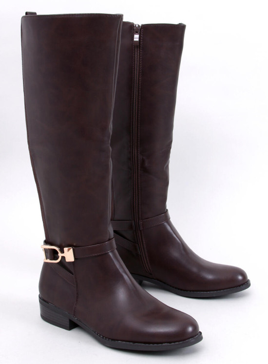 Hnědé kozačky z ekokůže