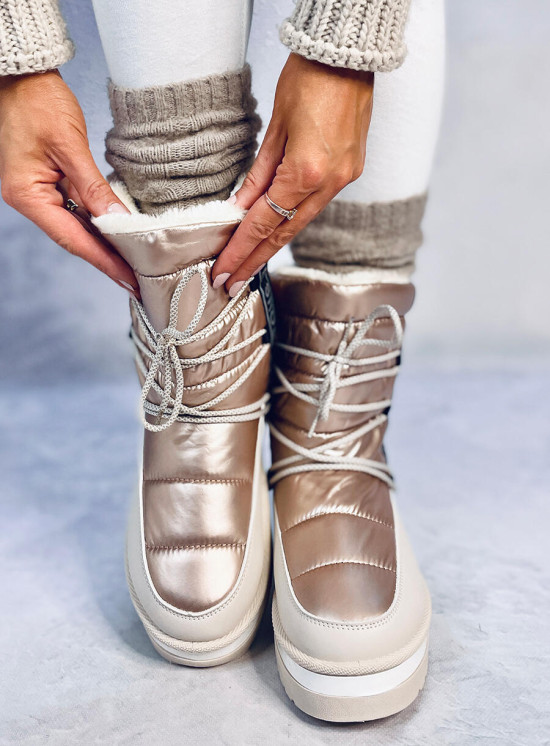 Zimní sněhule se šněrováním béžové