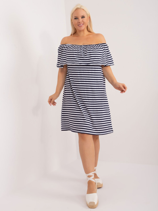 Modro-bílé plus size šaty