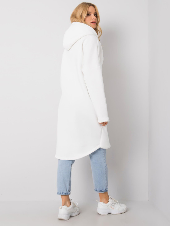 Bílá dlouhá mikina s kapucí RUE PARIS