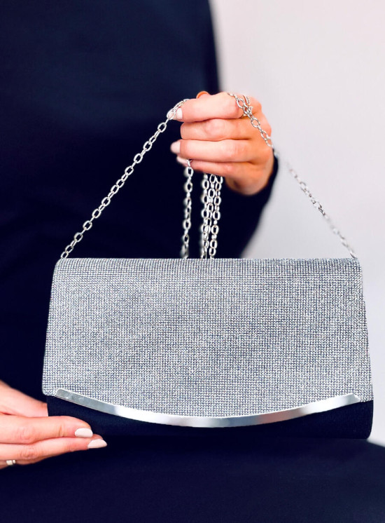 Elegantní kabelka zdobená zirkony černá