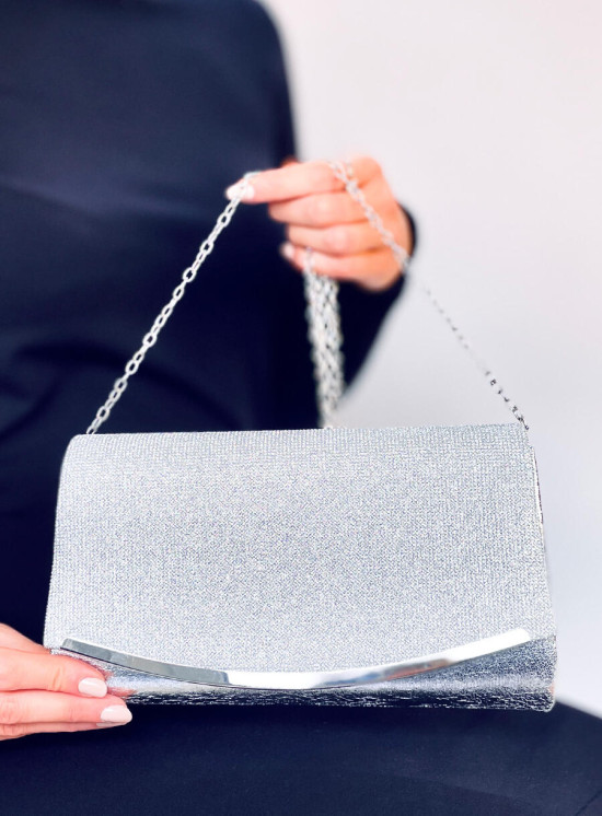 Elegantní kabelka zdobená zirkony stříbrná