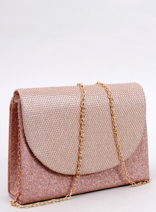 Lesklá formální kabelka šampaňská růžová
