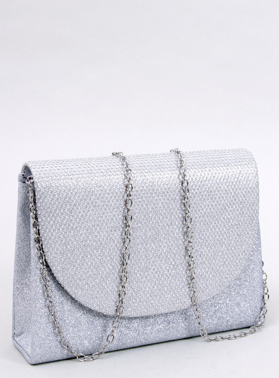 Lesklá formální kabelka stříbrná