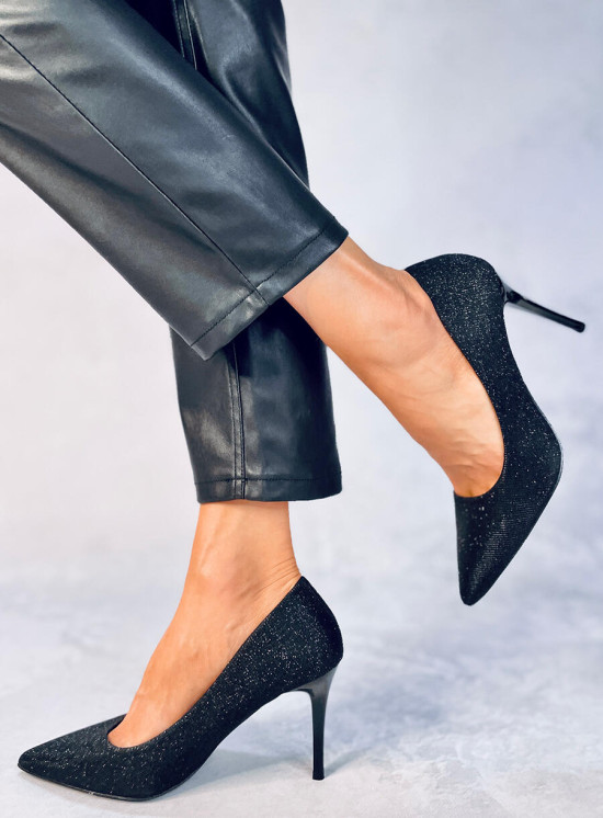 Černé třpytivé lodičky