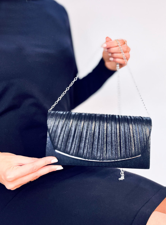 Černá listová společenská kabelka