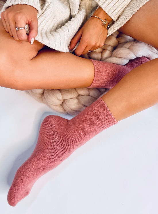 Ružové vlněné ponožky