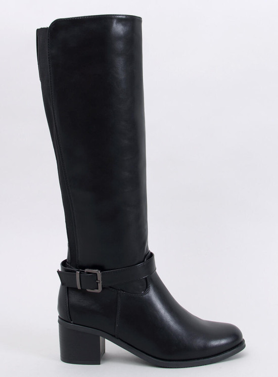 Černé kozačky s elastickou manžetou