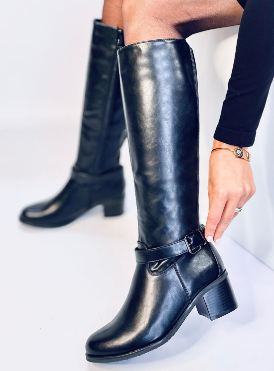 Černé kozačky s elastickou manžetou