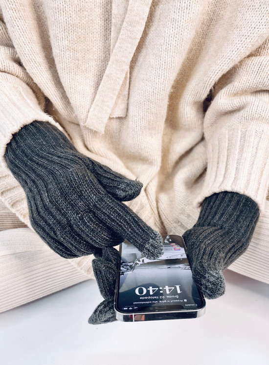 Hřejivé dámské rukavice tmavě šedé