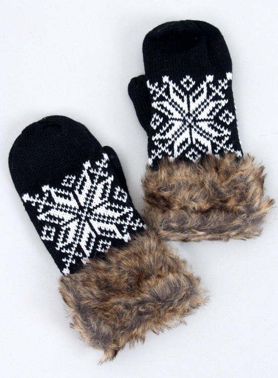 Černé rukavice s kožešinou