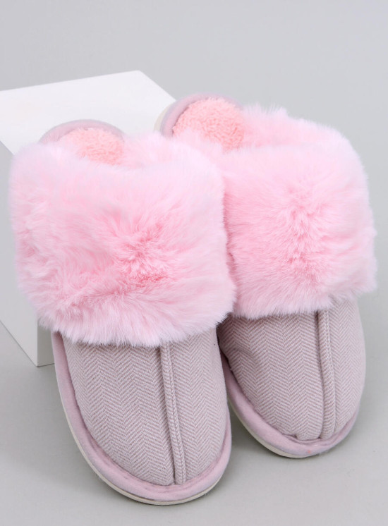 Papuče se vzorem herringbone světle růžové