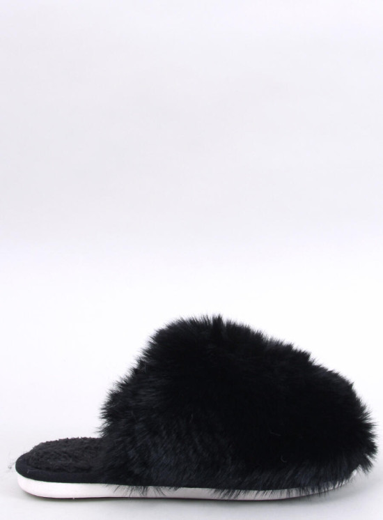 Papuče s umělou kožešinou černé