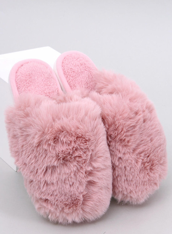 Papuče s umělou kožešinou růžové