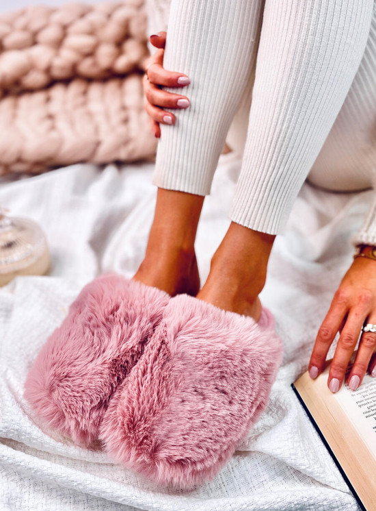 Papuče s umělou kožešinou růžové