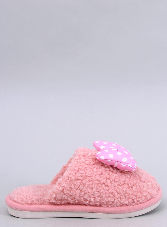 Růžové dětské pantofle s mašlí