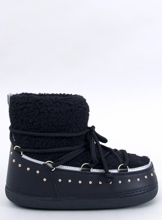 Sněhule s kožešinou a šněrováním černé