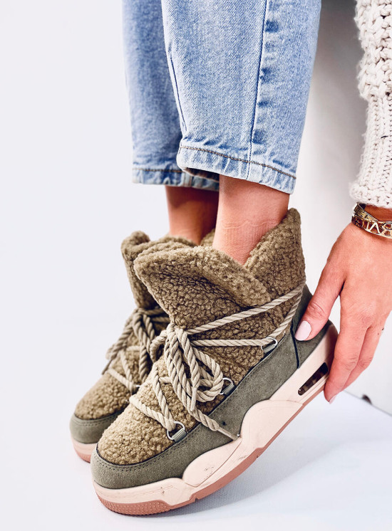 Sněhule ve stylu sneakers khaki