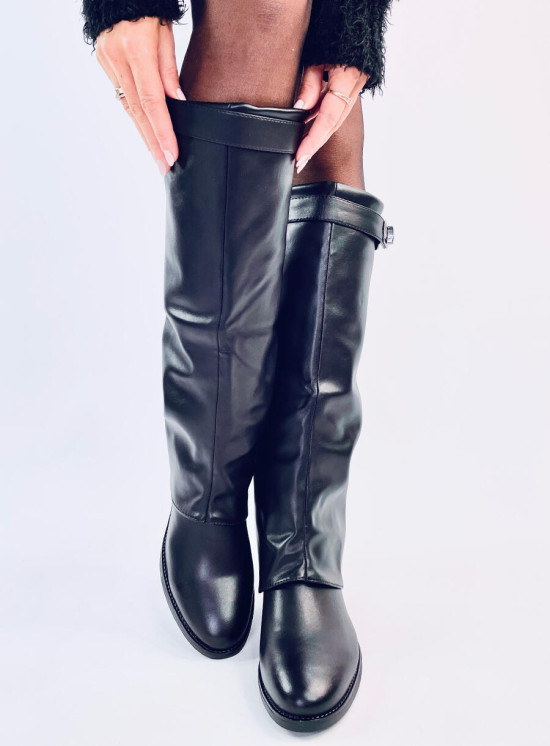 Černé kozačky s dvojitým svrškem