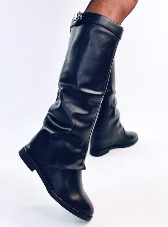 Černé kozačky s dvojitým svrškem